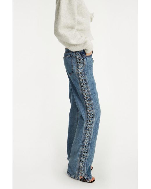 ROTATE BIRGER CHRISTENSEN Blue Laced Straight-Leg Jeans