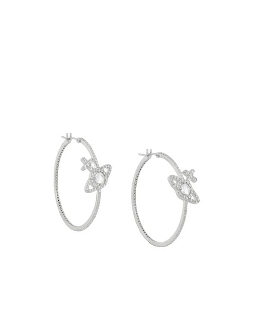 Vivienne Westwood White Olympia Embellished Hoop Earrings