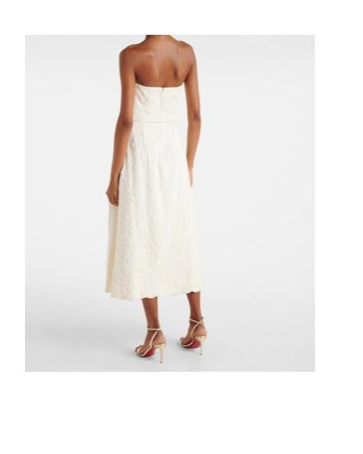 Elie Saab White Embroidered Cady Midi Dress