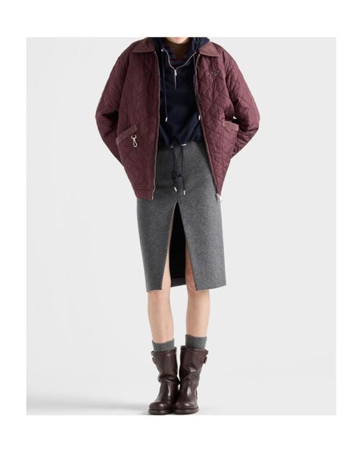 Prada Purple Re-Nylon Triangle-Logo Quilted Jacket