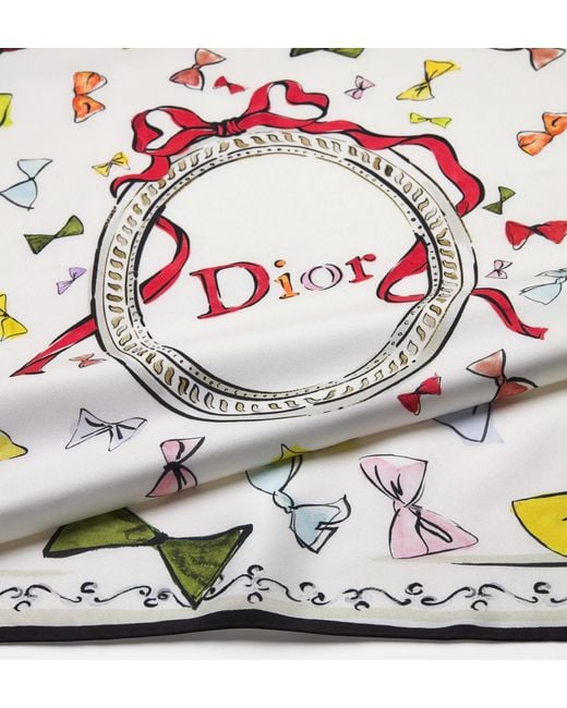 Dior White Iviera Bows 90 Square Scarf