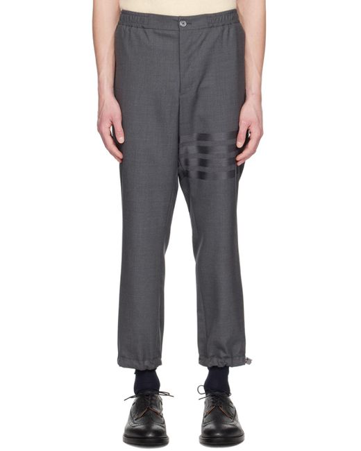 Thom Browne Gray 4-Bar Straight Leg Trousers for men