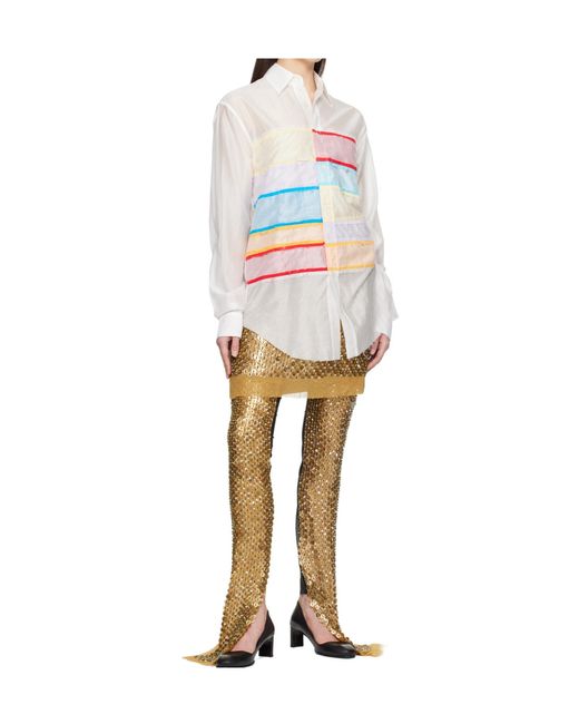Edward Cuming White Collage Heart Throb Collared Shirt
