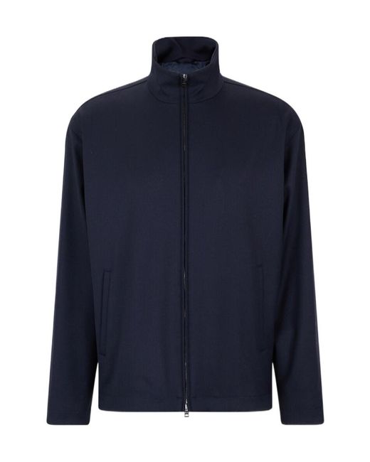 Herno Blue High-Neck Zip-Up Jacket for men
