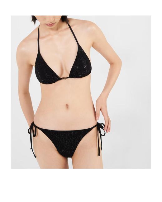 Prada Black Jersey Bikini Bottom With Rhinestones