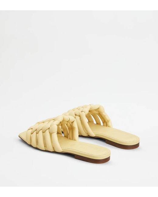 Tod's Metallic Square-Toe Flat Sandals