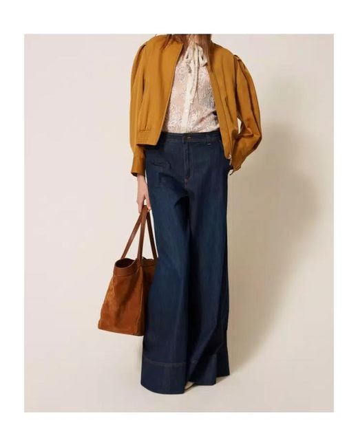 Twinset Blue Stitched Palazzo Jeans