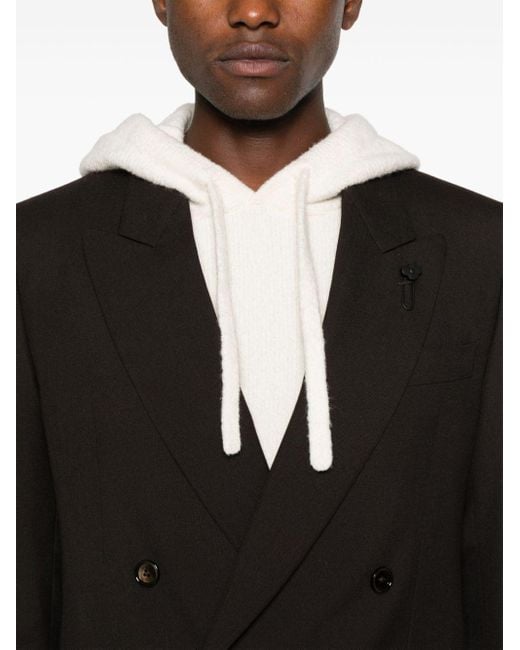 Lardini Black Double-Breasted Tailored Blazer for men