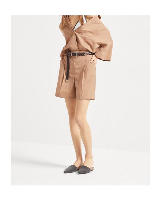 Brunello Cucinelli Natural Cotton-Blend Shorts