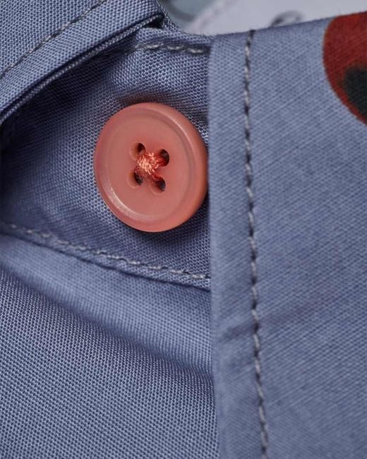Paul Smith Blue Tomato-Print Poplin Shirt for men