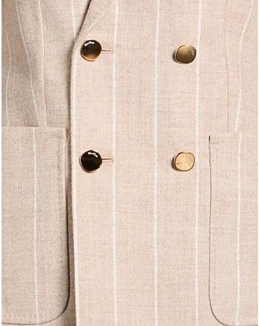 Max Mara Natural Striped Double-Breasted Blazer