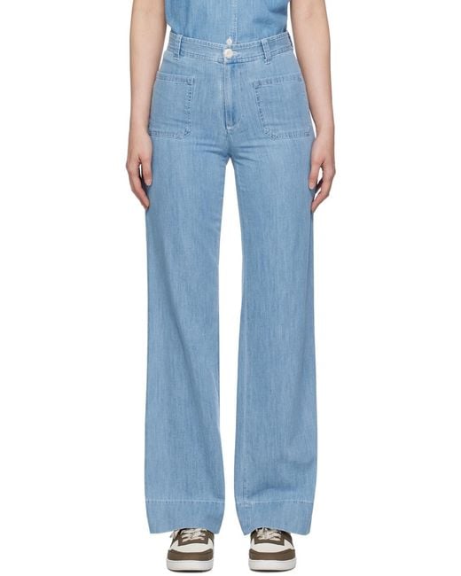 A.P.C. Blue Emilie High-Waist Straight-Leg Jeans