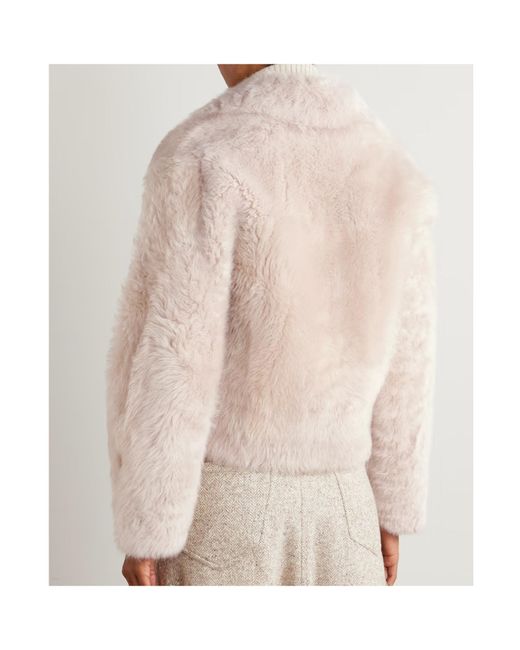 Brunello Cucinelli Natural Leather-Trimmed Shearling Jacket