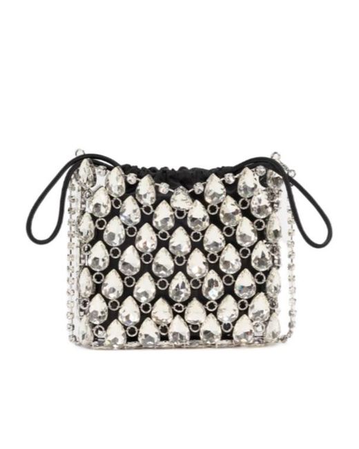 Self-Portrait Black Mini Chainmail Embellished Shoulder Bag