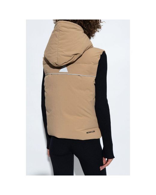 Moncler Natural Sleeveless Hooded Down Jacket