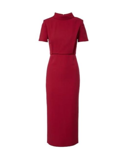 Roland Mouret Red Cady Midi Dress