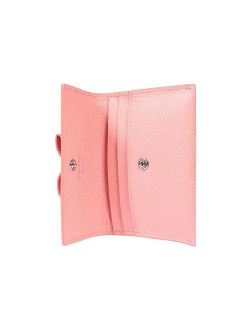 Ferragamo Pink Bow Detail Design Flip Wallet