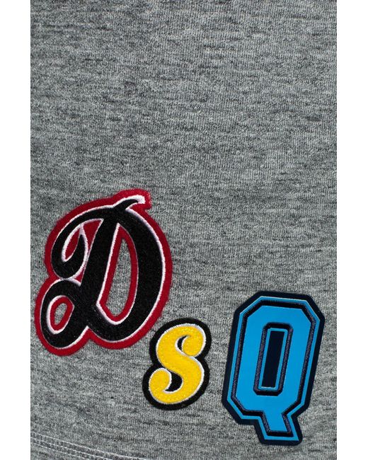 DSquared² Gray Elastic Waist-Edge Shorts for men