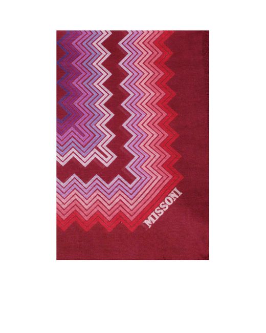 Missoni Red Printed Silk Scarf