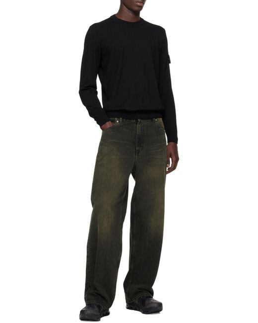 Stone Island Black Logo Patch Crewneck Sweater for men