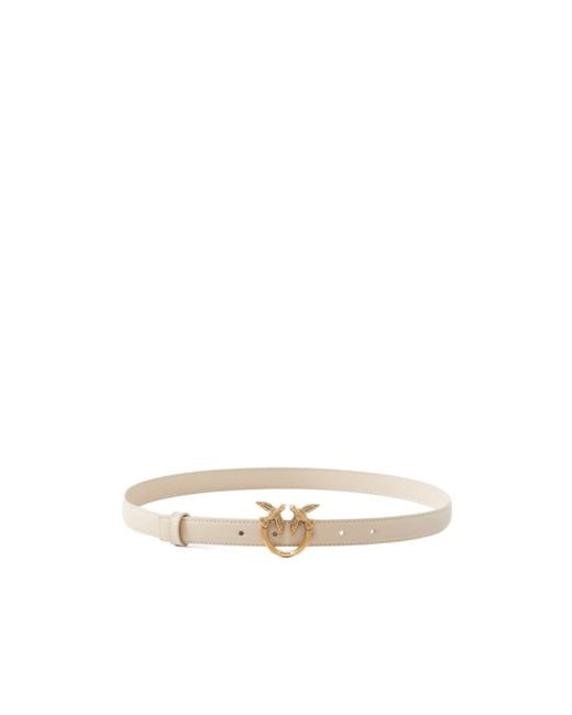 Pinko White Love Bird Plaque Buckle Belt
