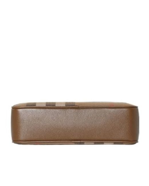 Burberry Brown Checked Large Camera Shoulder Bag