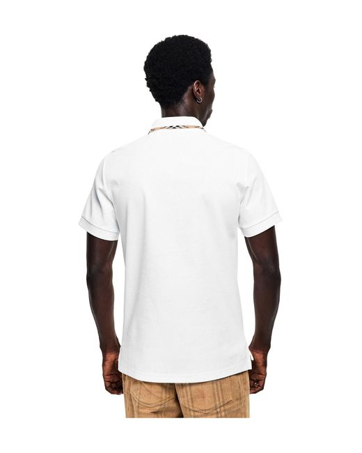 Burberry White Short Sleeve Polo Shirt for men