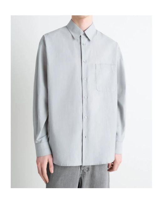 Lemaire Gray Chest-Pocket Long-Sleeve Shirt for men
