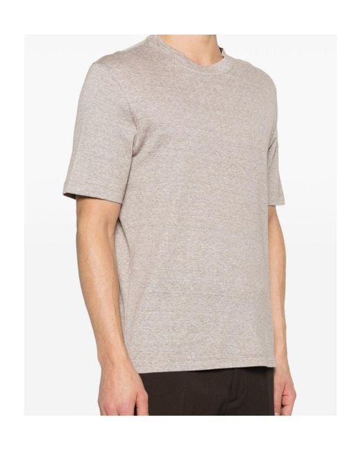 Brunello Cucinelli White Melange Crewneck T-Shirt for men