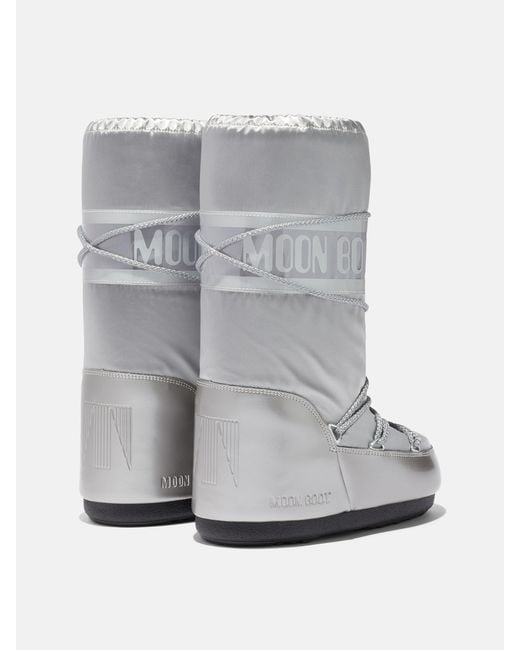 Moon Boot Gray Icon Gloss Flat Boots