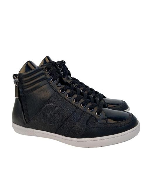 Giorgio Armani Black Strap-Up Casual Sneakers for men