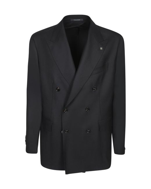 Tagliatore Black Double Breasted Tailored Jacket for men
