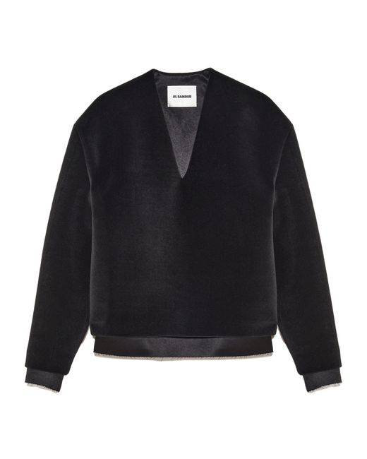 Jil Sander Blue Long Sleeve V-Neck Jumper