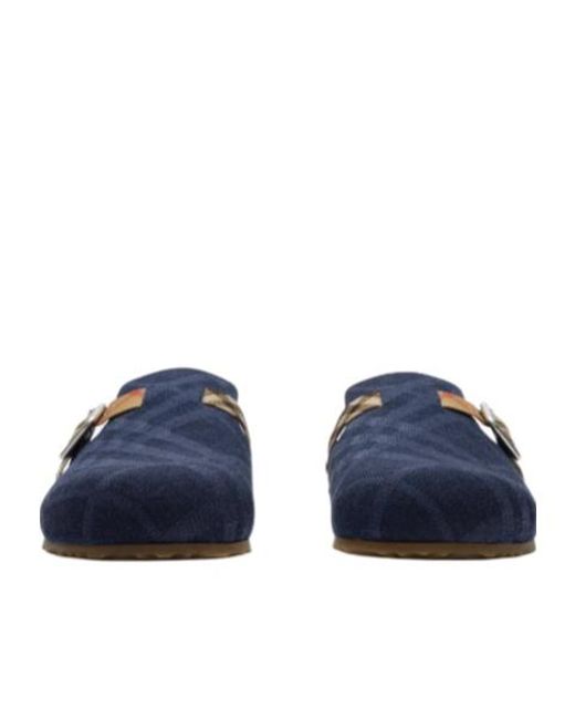 Burberry Blue Checked Urchin Clogs for men