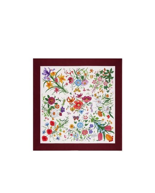 Gucci Red Printed Twil Scarf