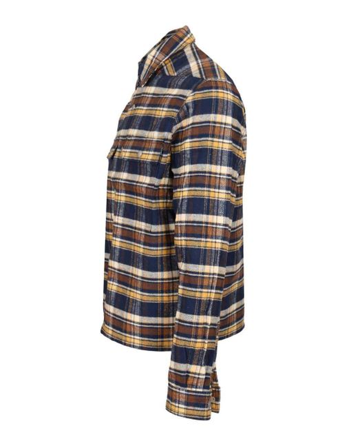 Rick Owens Blue Cropped Plaid Outershirt for men