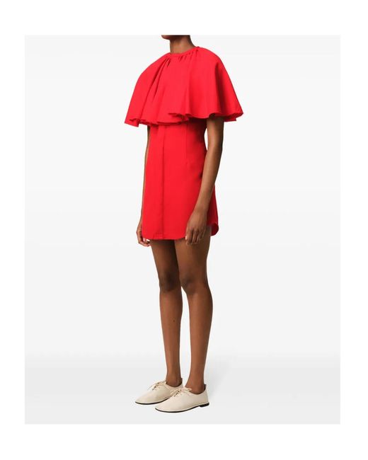 AMI Red Ruffled Mini Dress