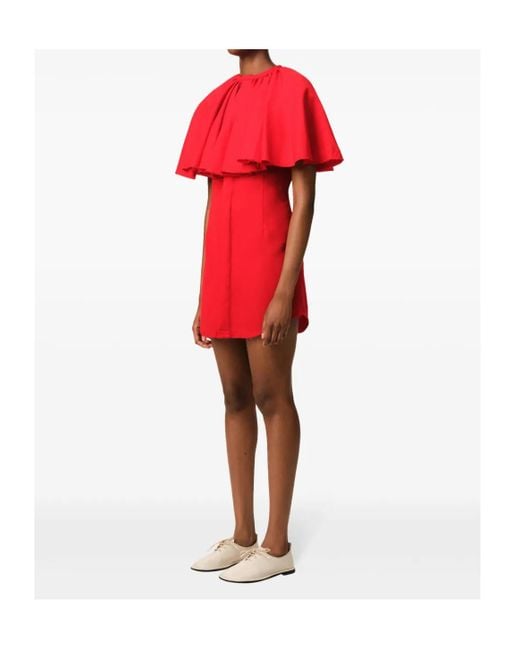 AMI Red Ami Ruffled Mini Dress