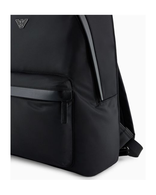Emporio Armani Black Logo Plaque Zaino Backpack for men