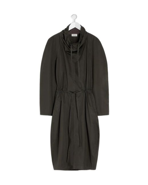 Lemaire Black Vareuse High Neck Drawstring Dress