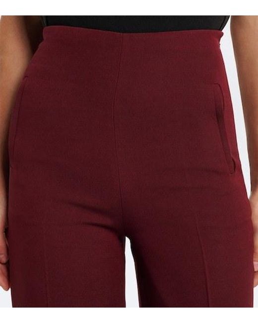 Roland Mouret Red Wool And Silk Wide-Leg Pants