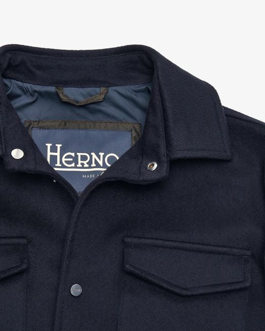 Herno Blue Button-Front Chest Pocket Jacket for men
