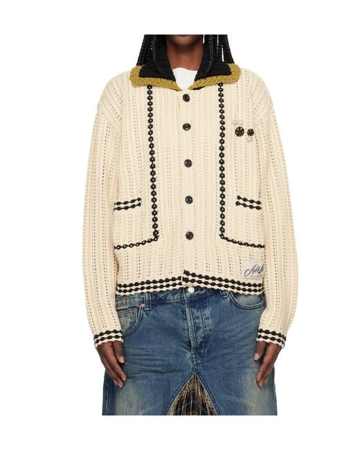 ANDERSSON BELL Natural Fantasia Neckline Cardigan for men