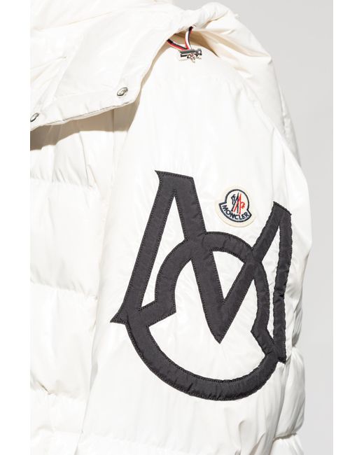 Moncler White Logo-Patch Padded Jacket for men
