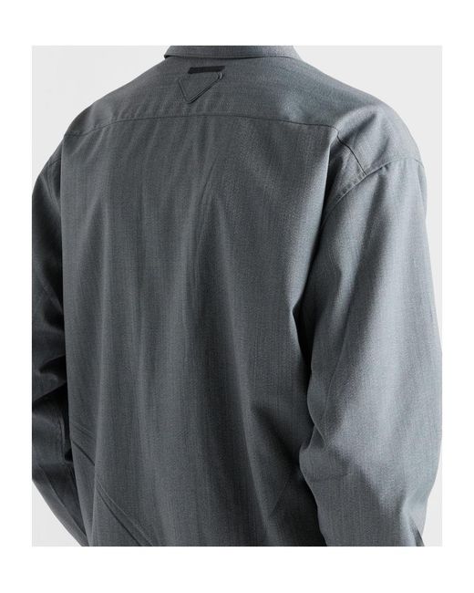 Prada Gray Zip-Front Shirt for men