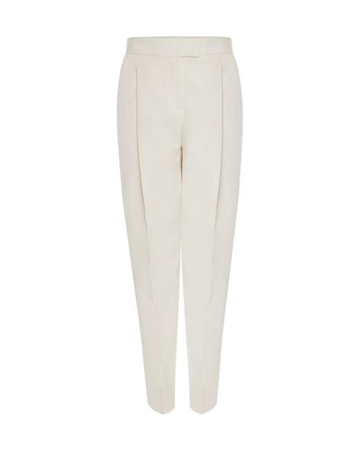 McQueen White Pleated Tailored Trousers