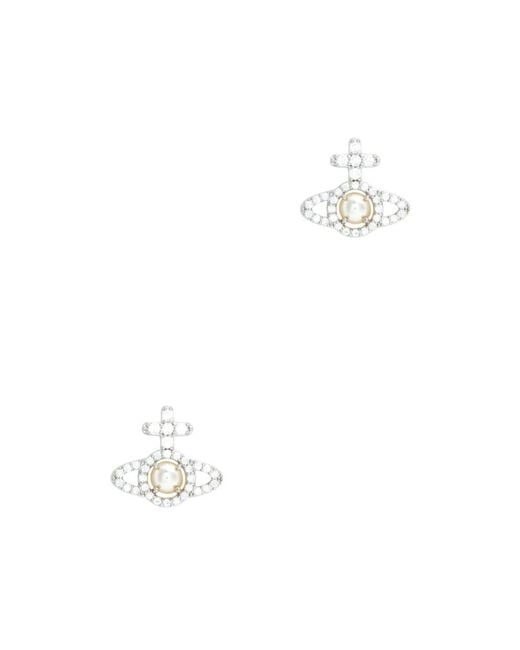 Vivienne Westwood White Olympia Embellished Orb Stud Earrings