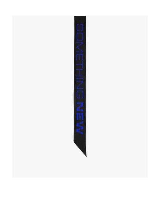 Burberry Blue Logo-Print Silk Scarf for men