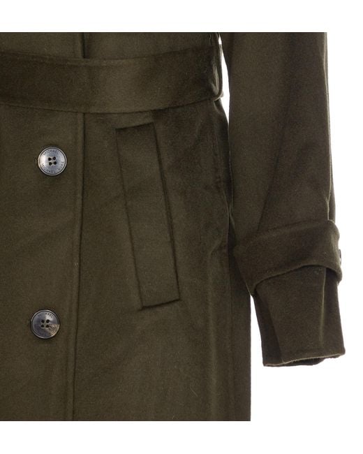 Michael Kors Green Michael Double-Breasted Belted Coat
