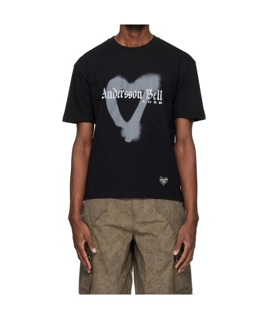 ANDERSSON BELL Black Heart-Patterned T-Shirt for men